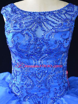 Ball Gowns Sleeveless Royal Blue 15th Birthday Dress Brush Train Lace Up