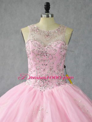 Floor Length Ball Gowns Sleeveless Baby Pink 15 Quinceanera Dress Lace Up