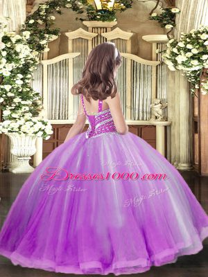 Perfect Sleeveless Lace Up Floor Length Beading Little Girls Pageant Dress Wholesale