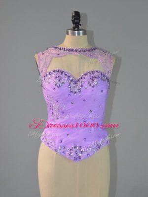 Glorious Lavender Scoop Lace Up Beading and Ruffles Vestidos de Quinceanera Sleeveless