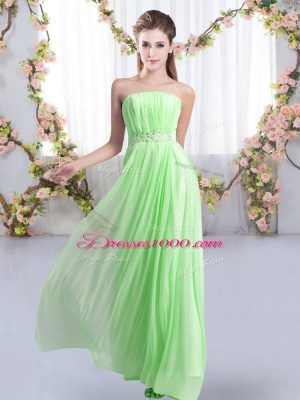 Decent Lace Up Dama Dress for Quinceanera Beading Sleeveless Sweep Train