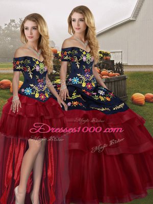 Dramatic Wine Red Quinceanera Dresses Off The Shoulder Sleeveless Brush Train Lace Up