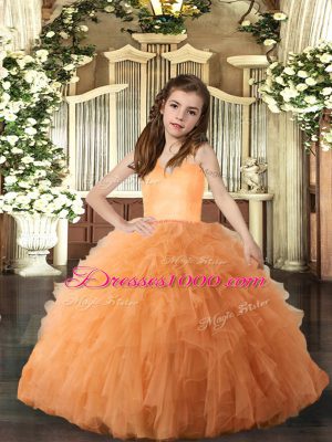 Orange Party Dress for Toddlers Party and Sweet 16 and Wedding Party with Ruffles Straps Sleeveless Lace Up