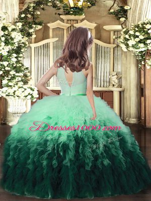 Sleeveless Backless Floor Length Ruffles Little Girl Pageant Dress