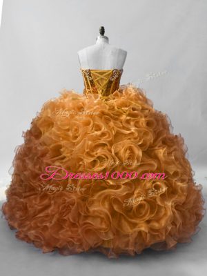 Discount Lace Up Quinceanera Dress Gold for Sweet 16 and Quinceanera with Sequins