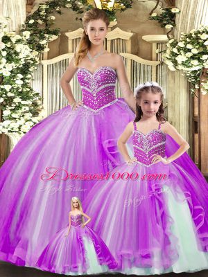 Clearance Sleeveless Beading Lace Up Sweet 16 Quinceanera Dress