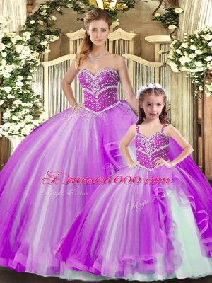 Clearance Sleeveless Beading Lace Up Sweet 16 Quinceanera Dress