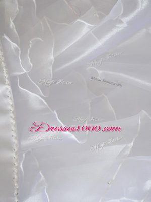 Sleeveless Organza Floor Length Lace Up Sweet 16 Quinceanera Dress in White with Embroidery