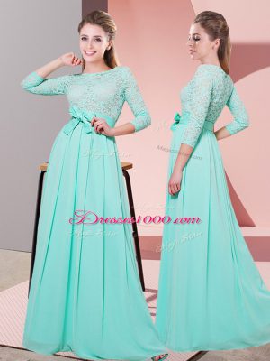 3 4 Length Sleeve Lace and Belt Side Zipper Court Dresses for Sweet 16
