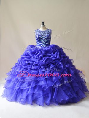 Graceful Floor Length Purple 15 Quinceanera Dress Scoop Sleeveless Lace Up