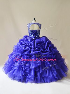 Graceful Floor Length Purple 15 Quinceanera Dress Scoop Sleeveless Lace Up