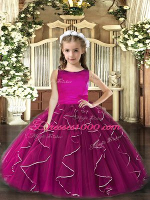 Excellent Sleeveless Ruffles Lace Up High School Pageant Dress