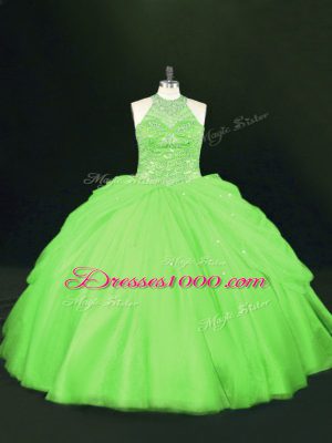 Noble Floor Length Ball Gown Prom Dress Tulle Sleeveless Beading