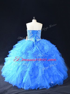 Perfect Sleeveless Beading and Ruffles Lace Up Sweet 16 Dress