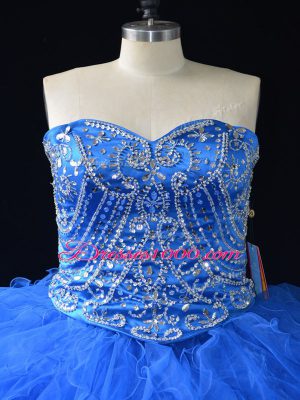 Perfect Sleeveless Beading and Ruffles Lace Up Sweet 16 Dress