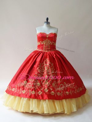 Satin Sleeveless Sweet 16 Dresses and Embroidery