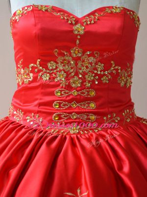 Satin Sleeveless Sweet 16 Dresses and Embroidery