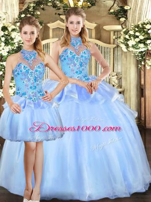 Luxurious Sleeveless Embroidery Lace Up Quinceanera Dresses