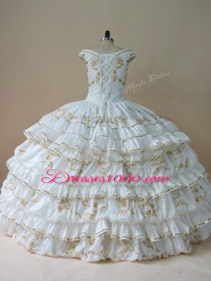 Simple White Sleeveless Taffeta Lace Up Sweet 16 Quinceanera Dress for Sweet 16 and Quinceanera