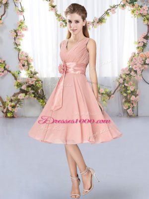 Pink Empire Hand Made Flower Dama Dress Lace Up Chiffon Sleeveless Knee Length
