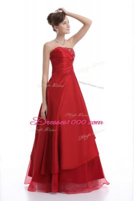 Perfect Red Sleeveless Embroidery Floor Length Formal Dresses