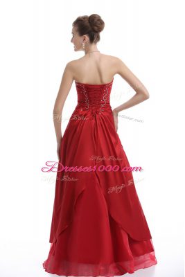 Perfect Red Sleeveless Embroidery Floor Length Formal Dresses