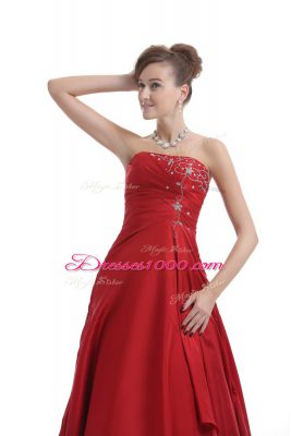 Perfect Red Sleeveless Embroidery Floor Length Formal Dresses