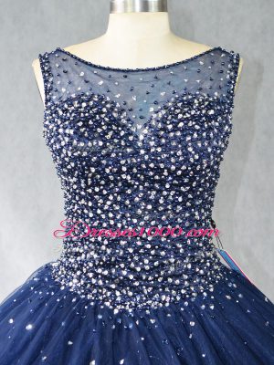 Zipper 15 Quinceanera Dress Navy Blue for Sweet 16 and Quinceanera with Beading