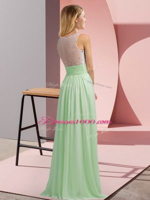 Apple Green Sleeveless Floor Length Beading Side Zipper Dama Dress