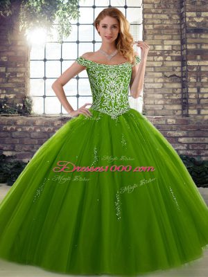 Floor Length Ball Gowns Sleeveless Olive Green Quinceanera Dresses Lace Up