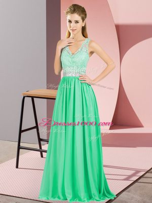 Custom Fit Sleeveless Beading and Lace and Appliques Backless Evening Wear