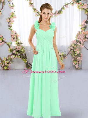 On Sale Floor Length Empire Sleeveless Apple Green Vestidos de Damas Lace Up