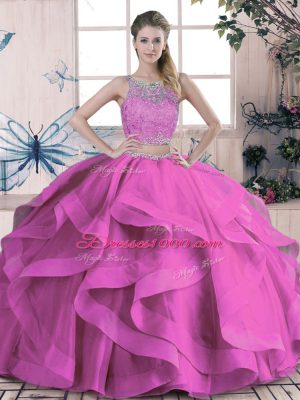 Lilac Sleeveless Tulle Lace Up Quinceanera Gown for Sweet 16 and Quinceanera