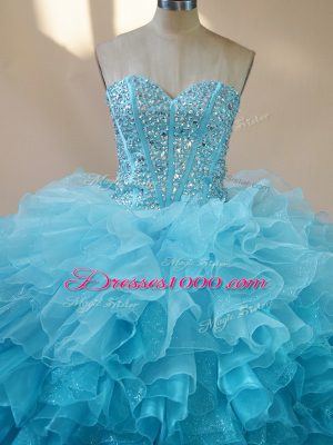 Exceptional Multi-color Ball Gown Prom Dress Sweet 16 and Quinceanera with Beading and Ruffles Sweetheart Sleeveless Lace Up