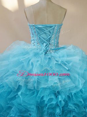 Exceptional Multi-color Ball Gown Prom Dress Sweet 16 and Quinceanera with Beading and Ruffles Sweetheart Sleeveless Lace Up