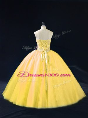 Sleeveless Lace Up Floor Length Beading Quinceanera Gowns