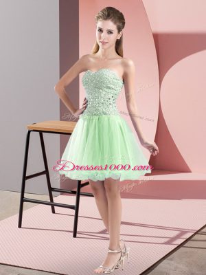 Artistic Sweetheart Sleeveless Zipper Dress for Prom Apple Green Tulle