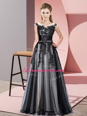 Custom Designed Black Zipper Wedding Guest Dresses Beading and Lace Sleeveless Floor Length