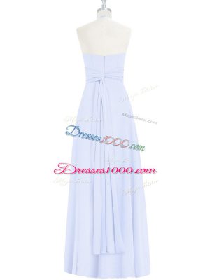 Chiffon Halter Top Sleeveless Zipper Ruching Prom Dress in Baby Blue