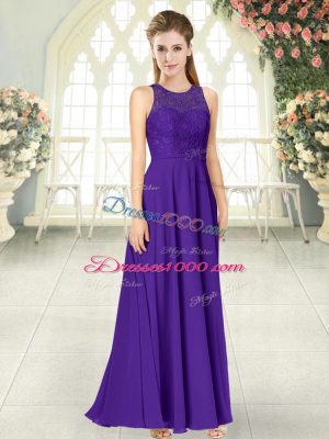 Dynamic Floor Length Backless Prom Party Dress Purple for Prom and Party with Lace