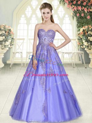 Custom Made Lavender Sweetheart Neckline Appliques Evening Dress Sleeveless Lace Up