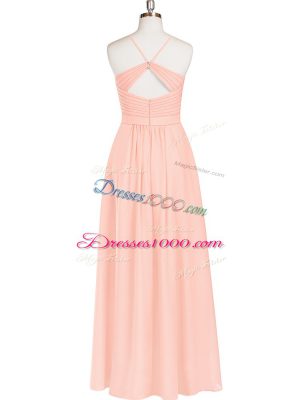 Pink Sleeveless Ruching Floor Length Dress for Prom