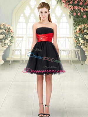 Cute Black A-line Beading Homecoming Dress Lace Up Organza Sleeveless Mini Length