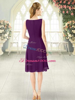 Chiffon Sleeveless Knee Length Prom Party Dress and Ruching