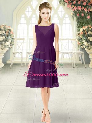 Chiffon Sleeveless Knee Length Prom Party Dress and Ruching