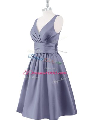 Sleeveless Zipper Knee Length Ruching Homecoming Dress