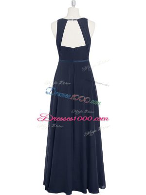 Sophisticated Ruching Dress for Prom Black Zipper Sleeveless Floor Length