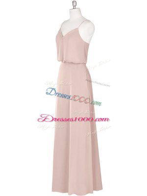 Custom Made Baby Pink Zipper Spaghetti Straps Ruching Prom Dress Chiffon Sleeveless