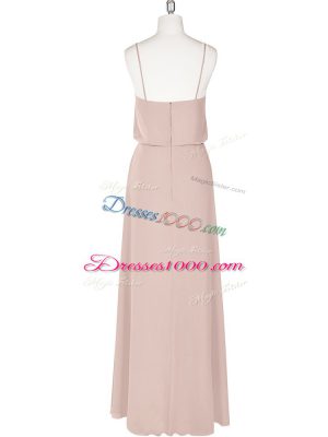 Custom Made Baby Pink Zipper Spaghetti Straps Ruching Prom Dress Chiffon Sleeveless