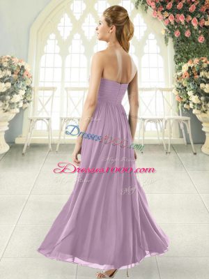 New Arrival Purple Chiffon Zipper Custom Made Sleeveless Ankle Length Ruching